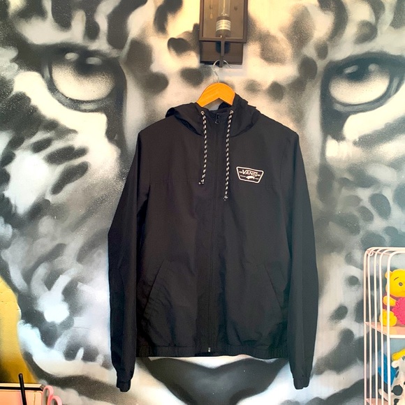 Black Vans Zip Up Windbreaker Hoodie - Picture 1 of 7